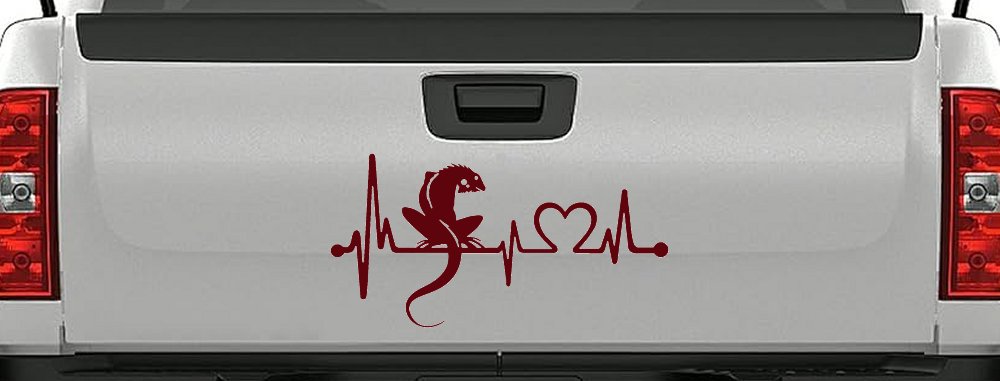 Iguana Lizard Heartbeat Car or Truck Window Vinyl Decal Sticker (Purple Red)