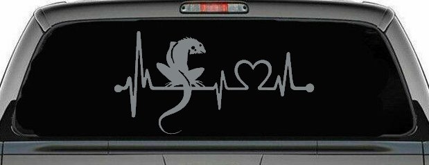 Iguana Lizard Heartbeat Car or Truck Window Decal Sticker