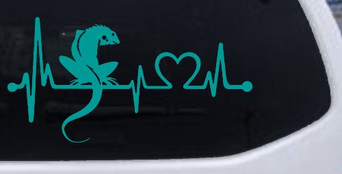 Iguana Lizard Heartbeat Car or Truck Window Decal Sticker