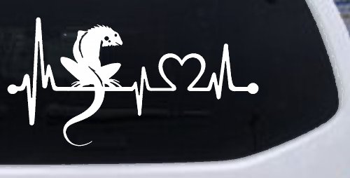 Iguana Lizard Heartbeat Car or Truck Window Decal Sticker