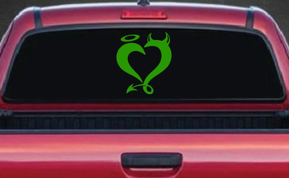 Heart Love Good and Evil Angel and Devil Car or Truck Window Decal Sticker