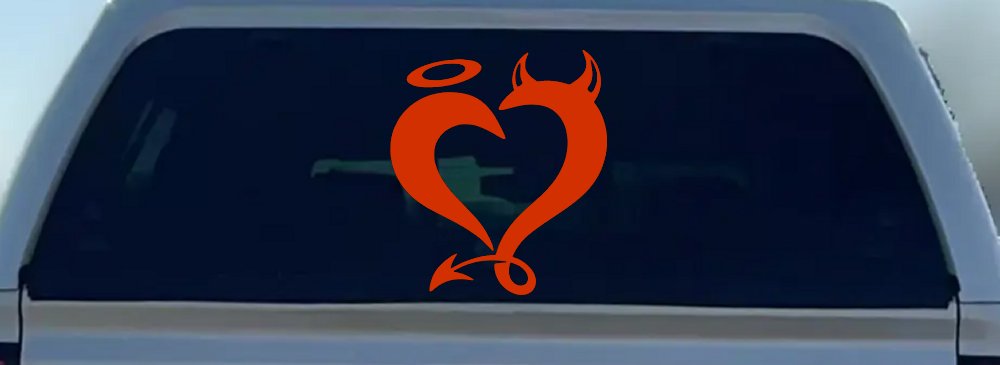 Heart Love Good and Evil Angel and Devil Car or Truck Window Decal Sticker