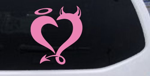 Heart Love Good and Evil Angel and Devil Car or Truck Window Decal Sticker
