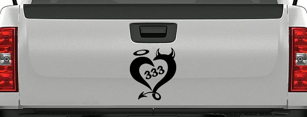 Heart 333 Half Evil Half Devil and Half Angel Car or Truck Window Decal Sticker