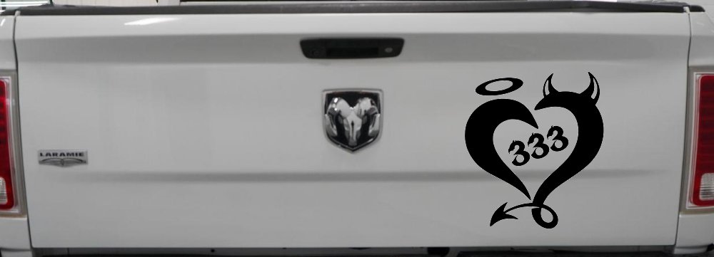 Heart 333 Half Evil Half Devil and Half Angel Car or Truck Window Decal Sticker