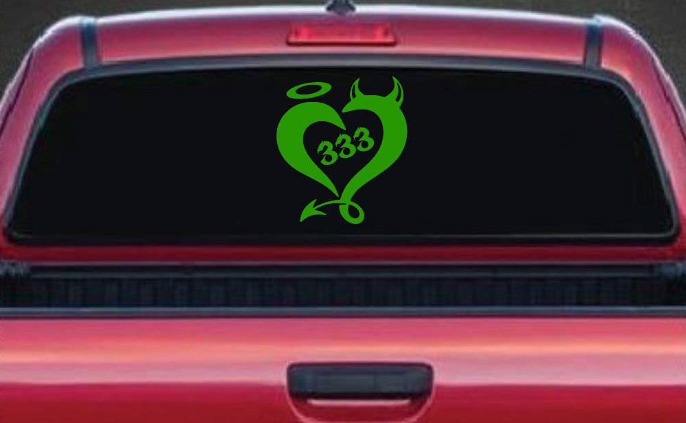 Heart 333 Half Evil Half Devil and Half Angel Car or Truck Window Decal Sticker
