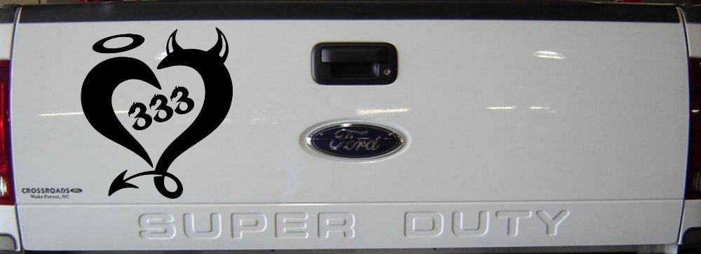 Heart 333 Half Evil Half Devil and Half Angel Car or Truck Window Decal Sticker