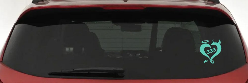 Heart 333 Half Evil Half Devil and Half Angel Car or Truck Window Decal Sticker