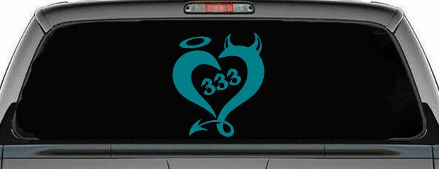 Heart 333 Half Evil Half Devil and Half Angel Car or Truck Window Decal Sticker