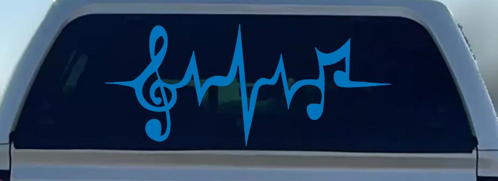 Music Notes in a Heartbeat Music Car or Truck Window Decal Sticker (Sky Blue)