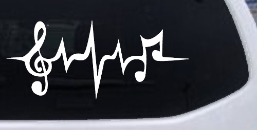 Music Notes in a Heartbeat Music Car or Truck Window Decal Sticker