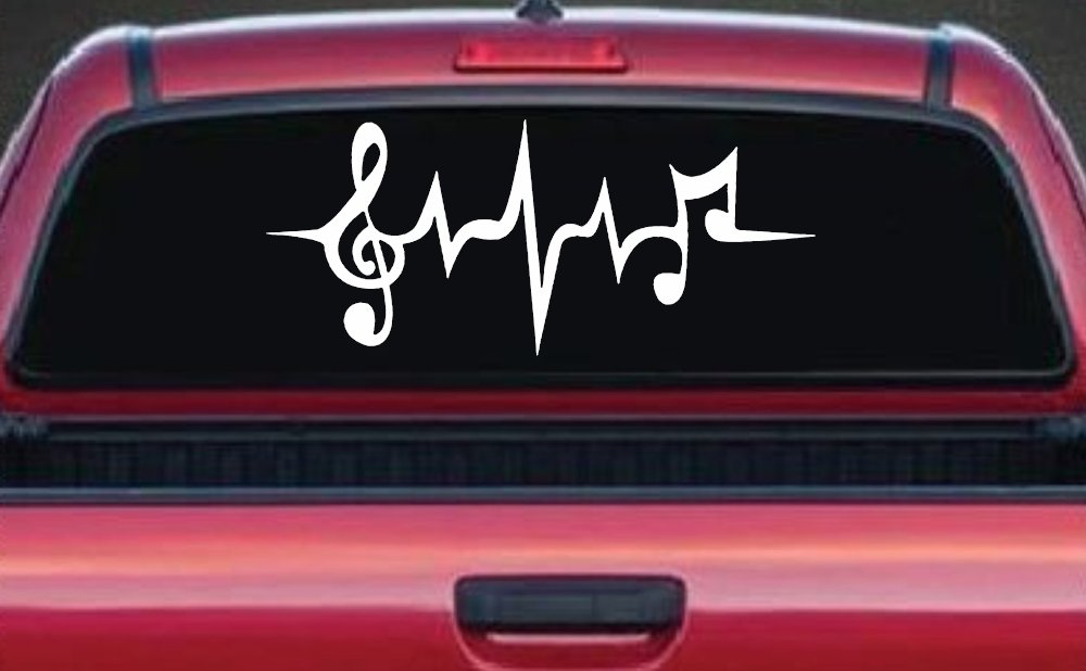 Music Notes in a Heartbeat Music Car or Truck Window Decal Sticker