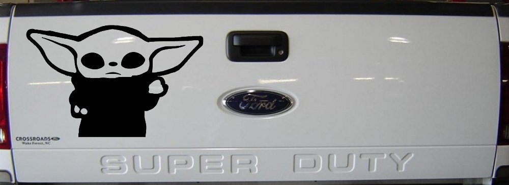 Baby Yoda Parody Car or Truck Window Decal Sticker (Black)