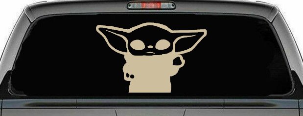 Baby Yoda Parody Car or Truck Window Decal Sticker (Desert Sand)