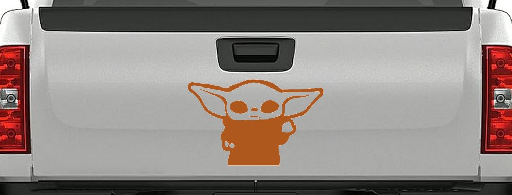 Baby Yoda Parody Car or Truck Window Decal Sticker (Nut Brown)