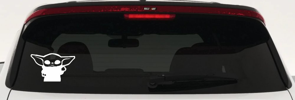 Baby Yoda Parody Car or Truck Window Decal Sticker (White)