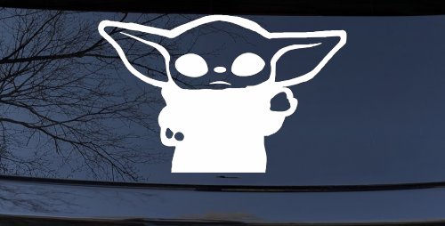 Baby Yoda Parody Car or Truck Window Decal Sticker (White)