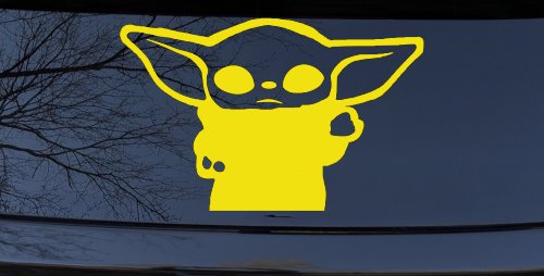 Baby Yoda Parody Car or Truck Window Decal Sticker (Yellow)