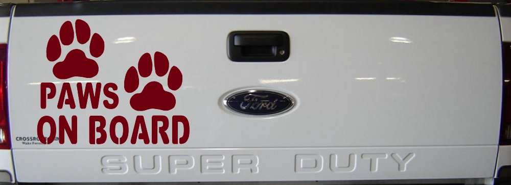 Paws On Board Dog or Cat Paws Car or Truck Window Vinyl Decal Sticker (Burgundy)