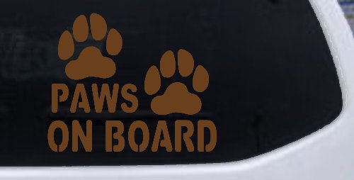 Paws On Board Dog or Cat Paws Car or Truck Window Decal Sticker (Copper)