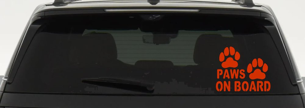 Paws On Board Dog or Cat Paws Car or Truck Window Decal Sticker (Orange Red)