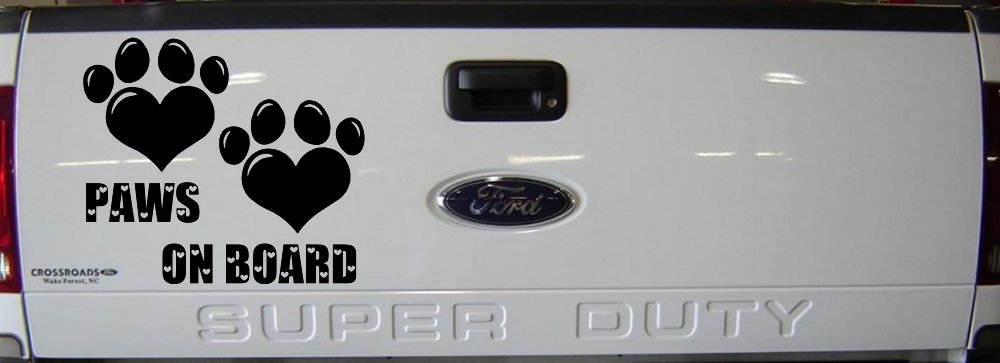 Paws On Board Dog or Cat Hearts Car or Truck Window Vinyl Decal Sticker (Black)