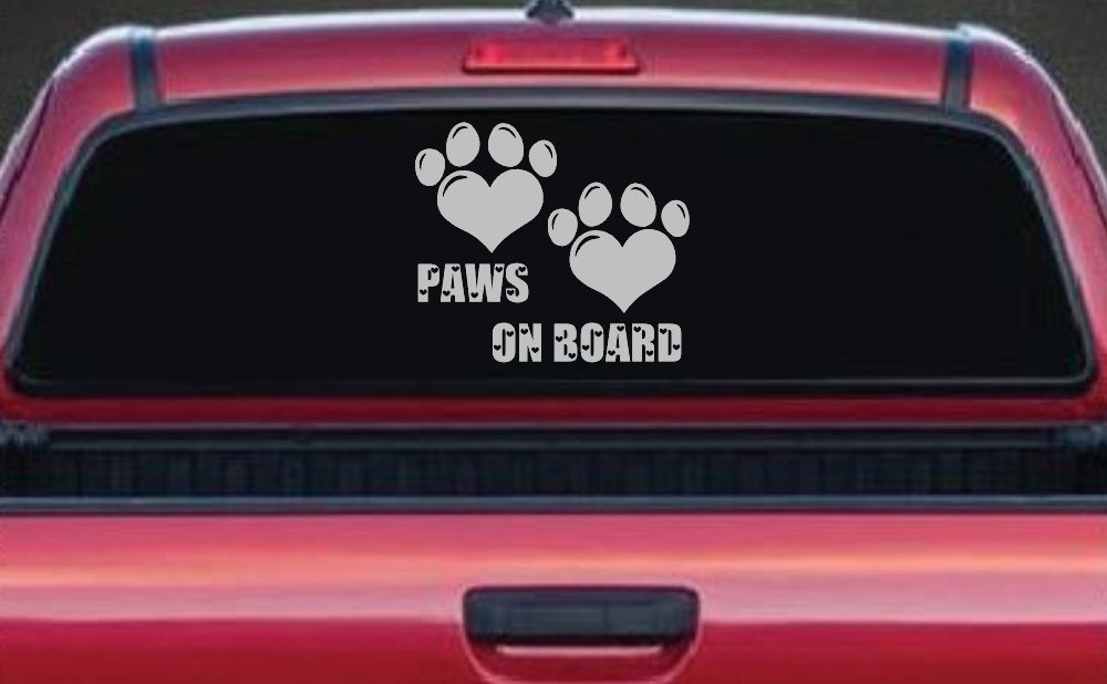 Paws On Board Dog or Cat Hearts Car or Truck Window Decal Sticker