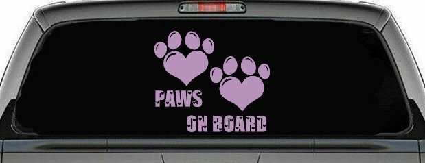 Paws On Board Dog or Cat Hearts Car or Truck Window Decal Sticker
