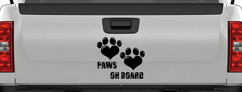 Paws On Board Dog or Cat Hearts Car or Truck Window Decal Sticker