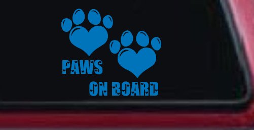 Paws On Board Dog or Cat Hearts Car or Truck Window Decal Sticker