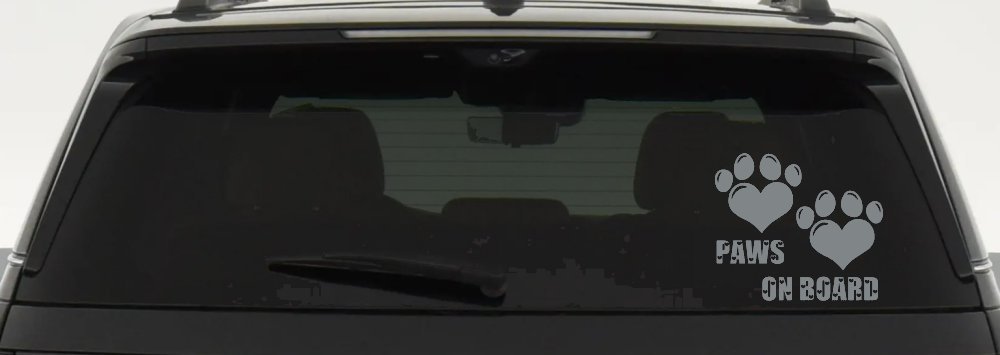 Paws On Board Dog or Cat Hearts Car or Truck Window Decal Sticker