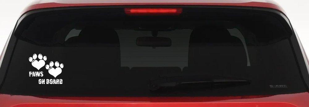 Paws On Board Dog or Cat Hearts Car or Truck Window Decal Sticker