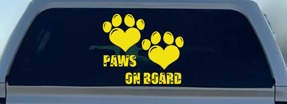 Paws On Board Dog or Cat Hearts Car or Truck Window Decal Sticker