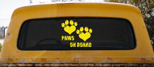 Paws On Board Dog or Cat Hearts Car or Truck Window Decal Sticker
