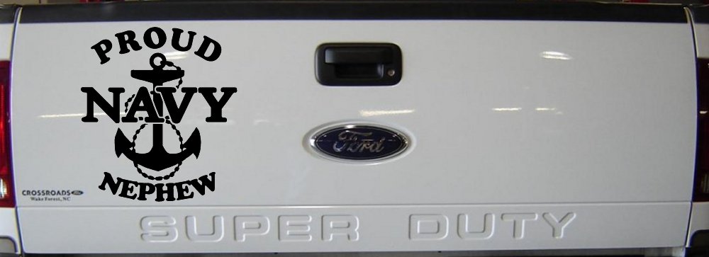 Proud Navy Nephew With Navy Anchor Logo Military Car or Truck Window Vinyl Decal Sticker (Black)