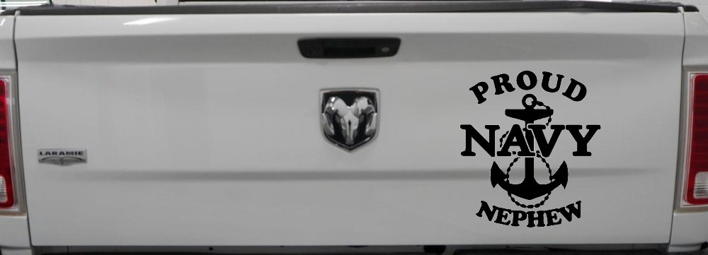 Proud Navy Nephew With Navy Anchor Logo Military Car or Truck Window Vinyl Decal Sticker (Black)