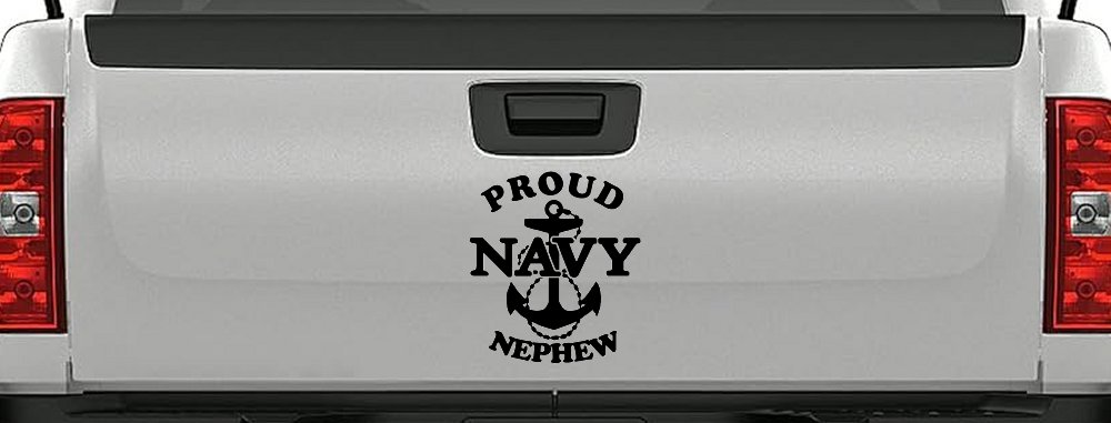 Proud Navy Nephew With Navy Anchor Logo Military Car or Truck Window Vinyl Decal Sticker (Black)