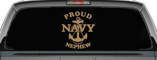 Proud Navy Nephew With Navy Anchor Logo Military Car or Truck Window Decal Sticker