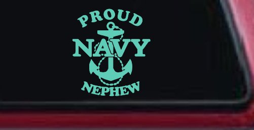 Proud Navy Nephew With Navy Anchor Logo Military Car or Truck Window Decal Sticker (Mint)