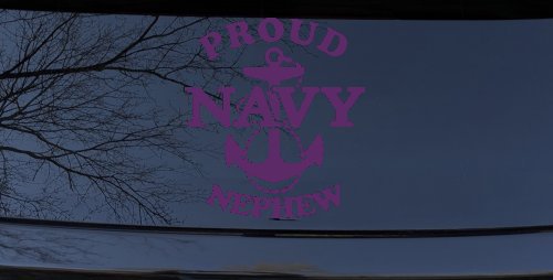 Proud Navy Nephew With Navy Anchor Logo Military Car or Truck Window Vinyl Decal Sticker (Violet)