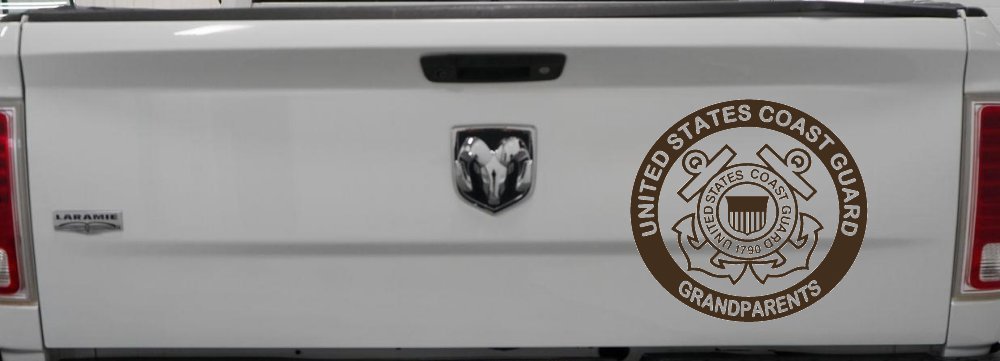 United States Coast Guard Grandparents Military Car or Truck Window Decal Sticker (Brown)