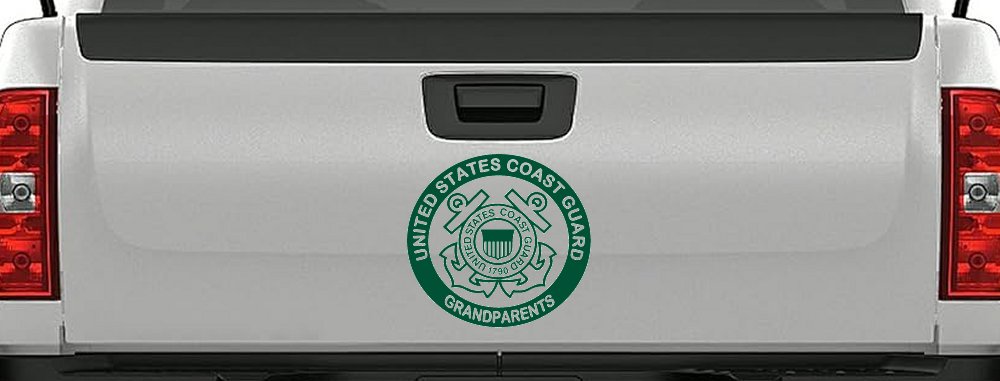 United States Coast Guard Grandparents Military Car or Truck Window Decal Sticker (Dark Green)