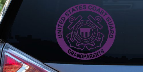 United States Coast Guard Grandparents Military Car or Truck Window Decal Sticker (Violet)