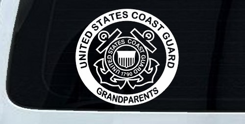 United States Coast Guard Grandparents Military Car or Truck Window Vinyl Decal Sticker (White)