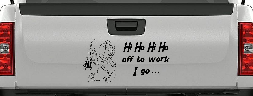 Dopey Dwarf Hi Ho Hi Ho Off to Work I Go Cartoons Car or Truck Window Decal Sticker (Black)