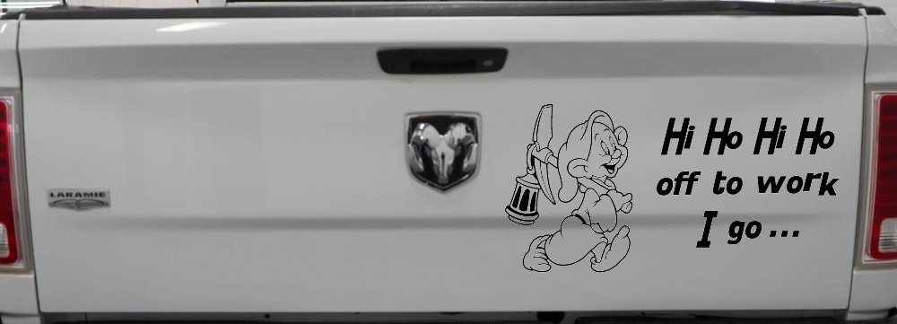 Dopey Dwarf Hi Ho Hi Ho Off to Work I Go Cartoons Car or Truck Window Decal Sticker (Black)