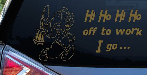 Dopey Dwarf Hi Ho Hi Ho Off to Work I Go Cartoons Car or Truck Window Decal Sticker