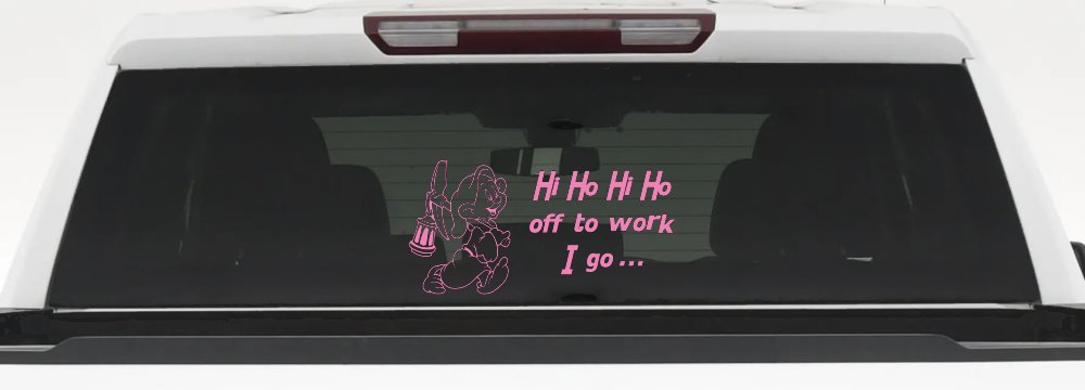 Dopey Dwarf Hi Ho Hi Ho Off to Work I Go Cartoons Car or Truck Window Decal Sticker (Pink)