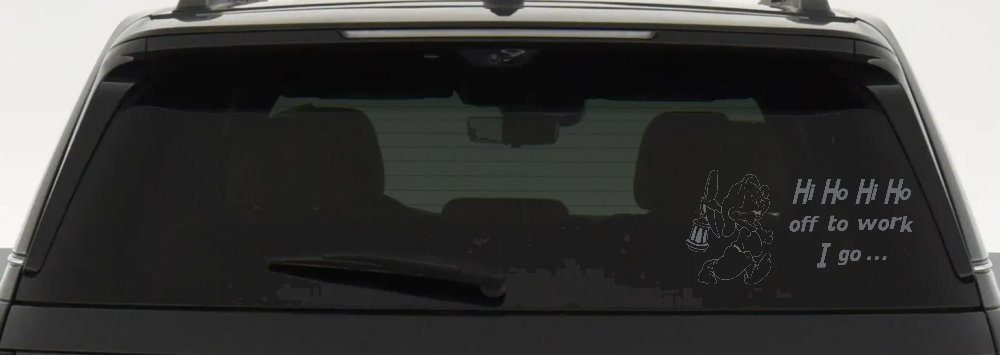 Dopey Dwarf Hi Ho Hi Ho Off to Work I Go Cartoons Car or Truck Window Vinyl Decal Sticker (Silver)