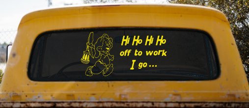 Dopey Dwarf Hi Ho Hi Ho Off to Work I Go Cartoons Car or Truck Window Decal Sticker